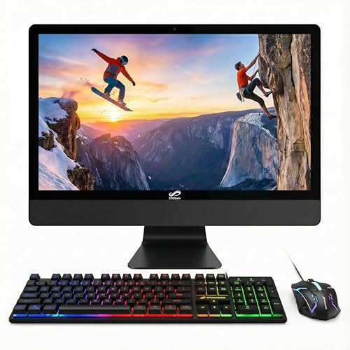 STGSivir All in One Desktop Computer, 22" FHD Display, Intel Core i7 up to 3.9GHz, 16G RAM, 512G SSD, WiFi 5, Bluetooth, RGB Keyboard & Mouse, Webcam, Windows 11 Home
