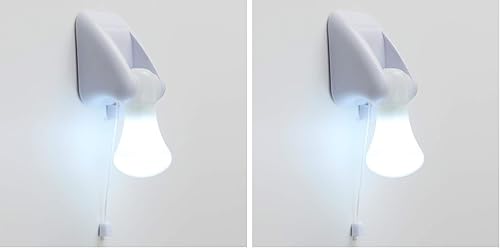 Miniatura 10 de OSALADI 2 lámparas de pared portátiles con pilas, luces LED de armario con cadena de tracción, cable de interior, lámpara autoadhesiva para