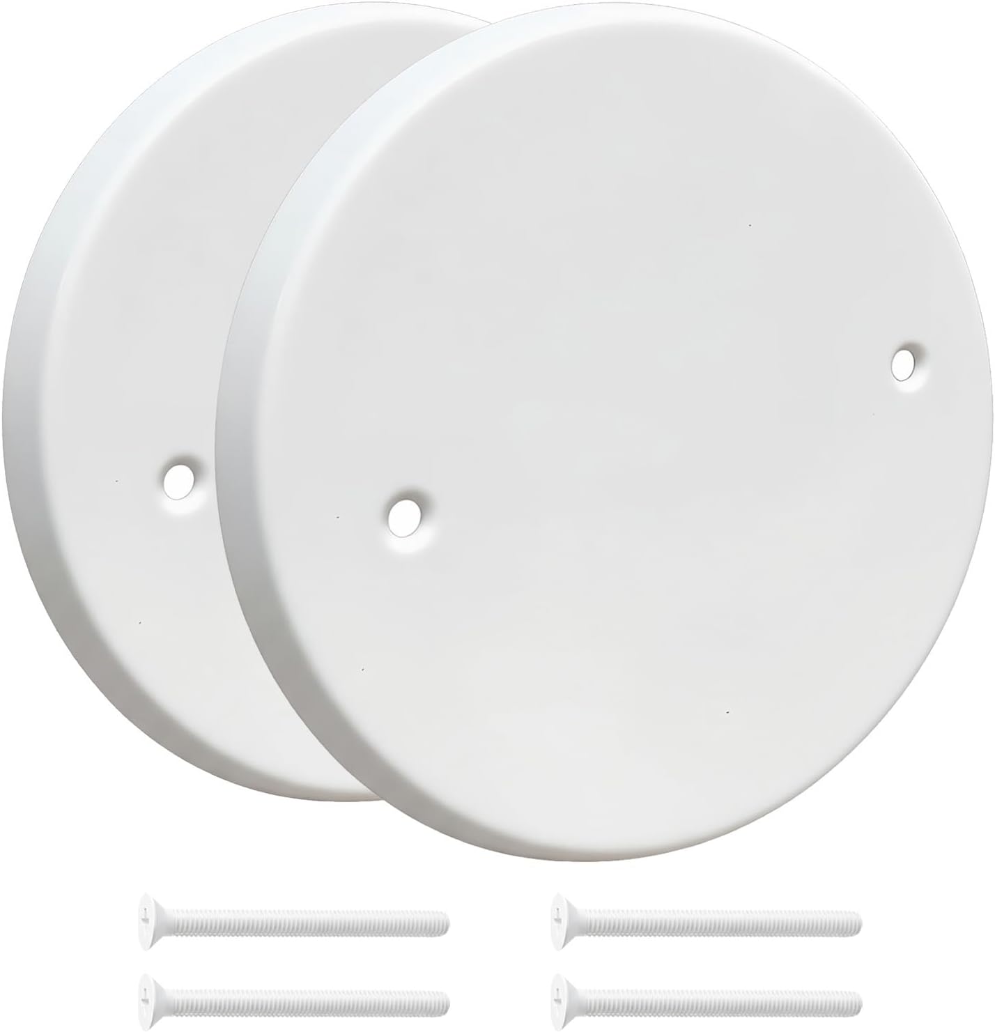 Ceiling Electrical Box Cover, Blank Metallic Plate, Fits 4" Box with 3-1/2" Screw Hole Spacing, Round Plate for Indoor Junction Box & Lighting Box, Floor Electrical Outlet Compatible – 2 Pack