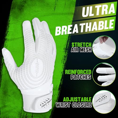 image for HANDLANDY Youth Football Gloves, Kids Sticky Receiver Gloves,Super Gri