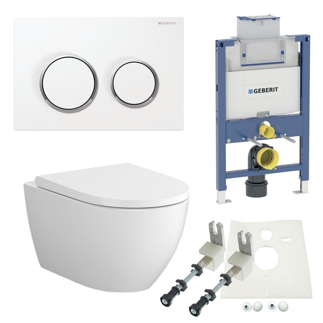Geberit Spülkasten Omega 82 cm Bartolo WC spülrandlos Betätigungsplatte WC Sitz SoftClose Set