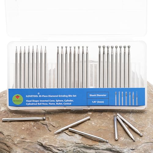 ILOVETOOL Juego de Fresas Diamante Bolas 1-3mm 30 Piezas miniatura 3