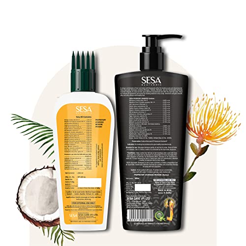 SESA Ayurvedic Medicinal Hair Care Kit for Hair Fall Control and Hair Growth | Ayurvedic Hair Oil - 200ml & Medicinal Shampoo - 500ml - Image 3