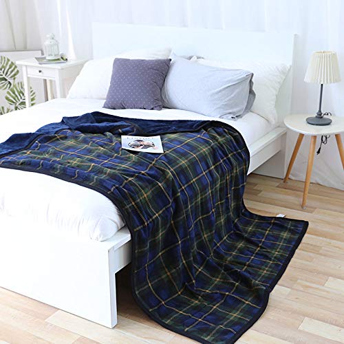 Couverture Sherpa épaisse verte 140 x 190 cm au toucher peluche exclusif