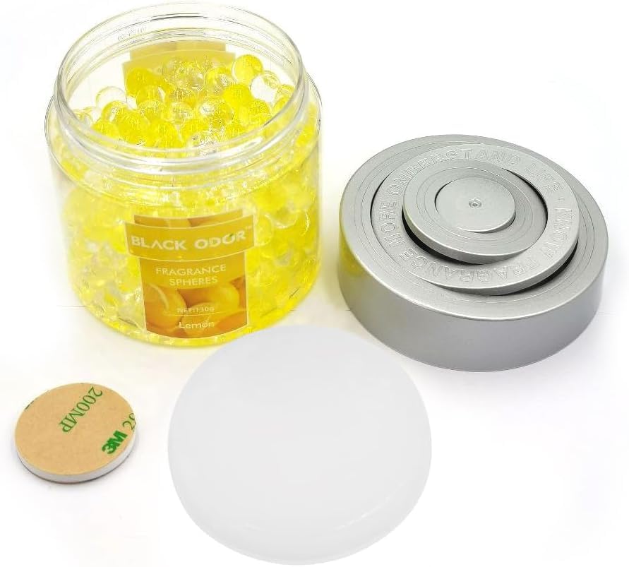 Image of BKN Super Fragrance Black Odor Car Air Freshener B0-10| 130g Bubble Gel Balls | Long-Lasting Scent for Home, Office, Car, Bathroom & Closet | Odor Eliminator & Room Deodorizer (Lemon)