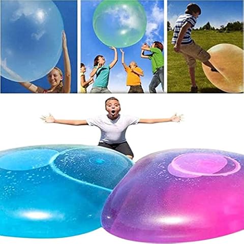YUNYUN Bubble Ball Inflatable Toy, Soft Rubber Ball Balloon, Bubble Ball Inflatable Fun Ball, Beach Garden Ball for Outdoor Indoor Play (Size:30-40cm,Color:Blue) Cover