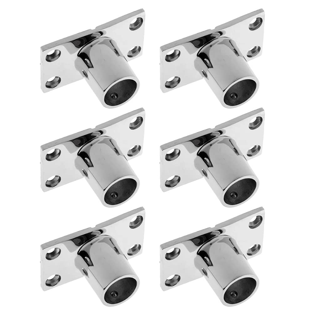 Confezione da 6-316 in acciaio inox 90 gradi ponte barca corrimano raccordo base rettangolare per tubi da 2,5 cm