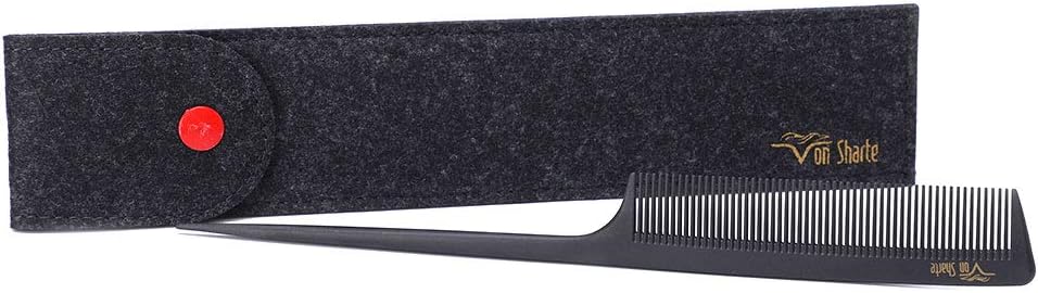 Tail Comb,Comb Rat Tail Hair Carbon Fiber 100% Anti Static 230โ Heat Resistant Salon Cutting Comb Barber Styling Comb Round Teeth Bristle for Hair Partition/Rattail Lift/Cutting/Dying and Hair Styling
