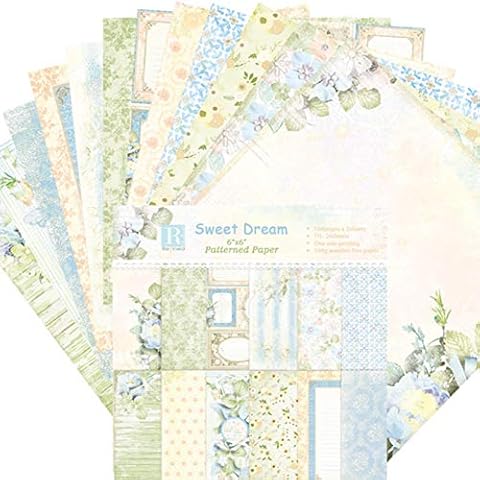 Groust 24PCS/Set Patterned Papers For Crafts DIY Album Scrapbook Cards Account Card Making Background Papers Single-Sided Pattern Paper For Album Scrapbook Cards Cover