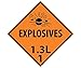 Sign, PLACARD, EXPLOSIVES 1.3L 1, 10 3/4X10 3/4, PS VINYL (13 Pack)