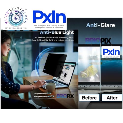 Image of Pxin 15.3 Inch (16:10) Laptop Privacy Screen | Touch Sensitive | Adv. StealthView | Laptop Ultra Privacy | Anti UV |Anti-Glare | Blue Light Block