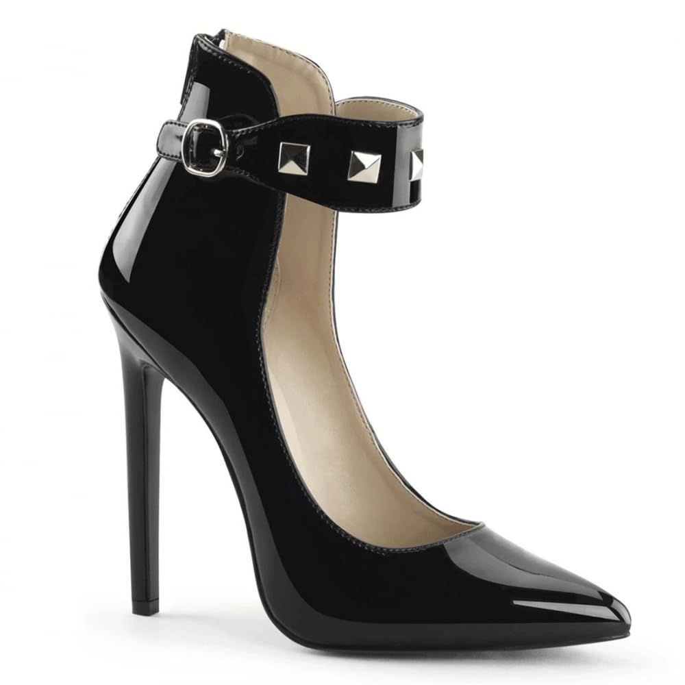 ZWCHGJ Damskie buty robocze na wysokim obcasie 13 cm z nitami i szpiczastymi noskami