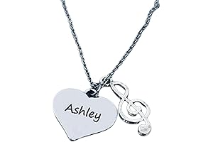 Personalized Engraved Treble Clef Necklace with Charms