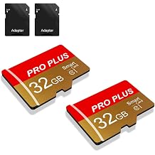 2 Pack TF Card 32GB with Adapter, High Speed Memory Card, UHS-I C10 A1 Memory TF Card for Tablet/Mobile Phone/Camera/Car Audio/Game Console (TF162 Red Gold 32GB)