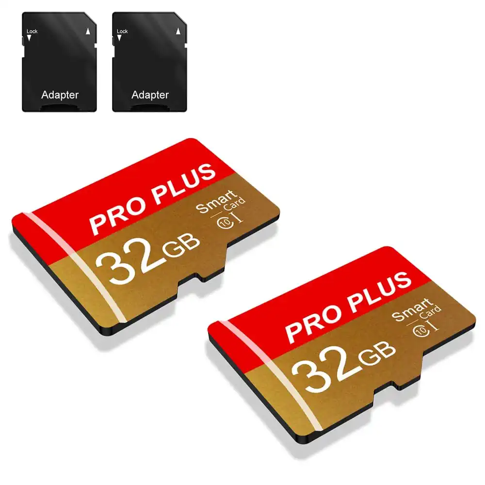 2 Pack Speicherkarte 32GB with Adapter, High Speed Memory Card, UHS-I C10 A1 Memory TF Card for Tablet/Mobile Phone/Camera/Car Audio/Game Console (TF162 Red Gold 32GB)