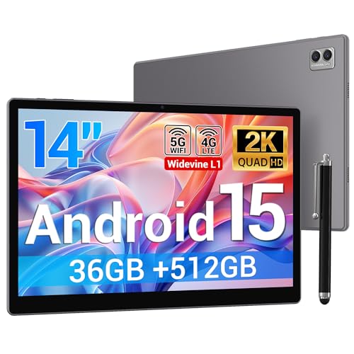 DEEMWOLF 14 inch Tablet Android 15,large screen tablets Octa-Core