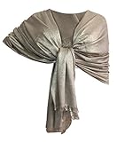 LTP Brillante Elegante Maxi SCIARPA Filo Oro o Argento Scialle Foulard,da Donna Ragazza Coprispalle Stola Cerimonia 8 Colori (beige filo oro)