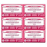 Dr. Bronner's - Pure-Castile Bar Soap (Rose, 5 ounce, 6-Pack) - Made with Organic Oils, For Face, Body and Hair, Gentle and Moisturizing, Biodegradable, Vegan, Cruelty-free, Non-GMO