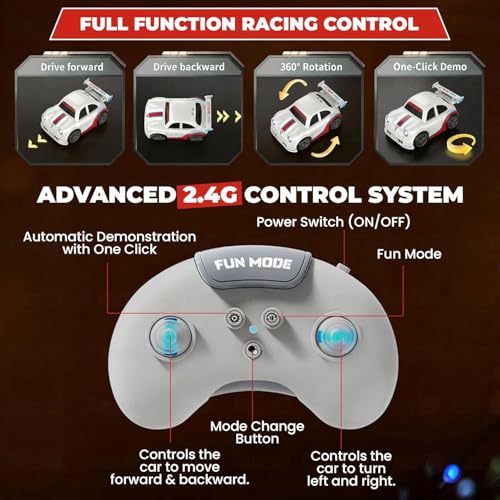 Image of High-Speed RC Drift Car with Remote Control, USB Rechargeable Racing Toy Car, LED Lights, 2.4GHz Controller, Kids & Adults Gift (White & Black)