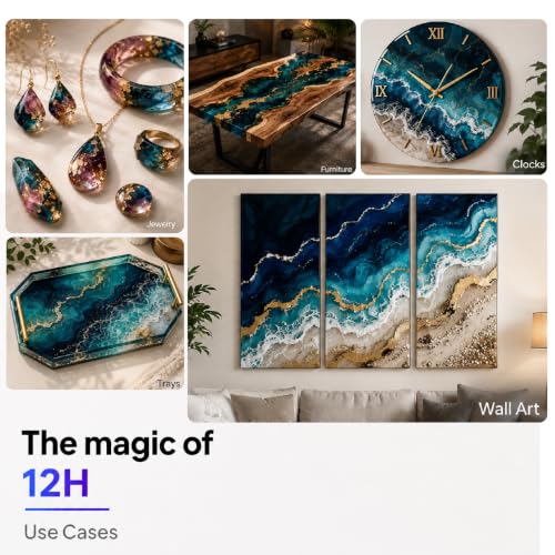 Image of Magnifico 12H Resin | Clear UV-Resistant Epoxy Resin Art Kit (2:1), Crystal Clear, High Gloss, Protective Coating for Wood, Artwork, Furniture, Durable Finish. (7.2 KG)