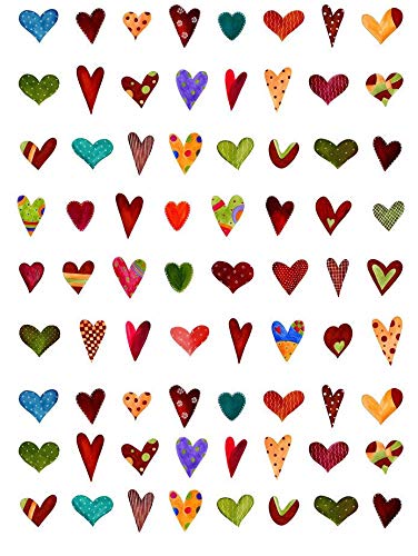 XpressionDecals Country Hearts Galore - 39906 - Ceramic & Glass Decal Sheet - 3 Sizes - Permanent - Black & Multicolor - Traditional Style - For Ceramic, Glass & Wall