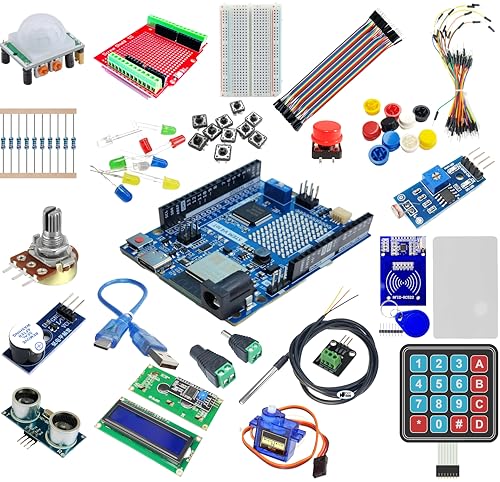 STEM V4 IoT Starter Kit – Fully Compatible with Arduino UNO R4 WiFi, Includes DIYables STEM Board, Sensors, Display, Modules, Expansion Board, Breadboard, Jumper Wires