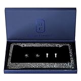 1 Pack Luxury Handcrafted Bling Black Rhinestone Premium Stainless Steel License Plate Frame with Gift Box | 1000+ pcs Finest 14 Facets SS20 Black Rhinestone Crystal | Anti-Theft Screw Cap