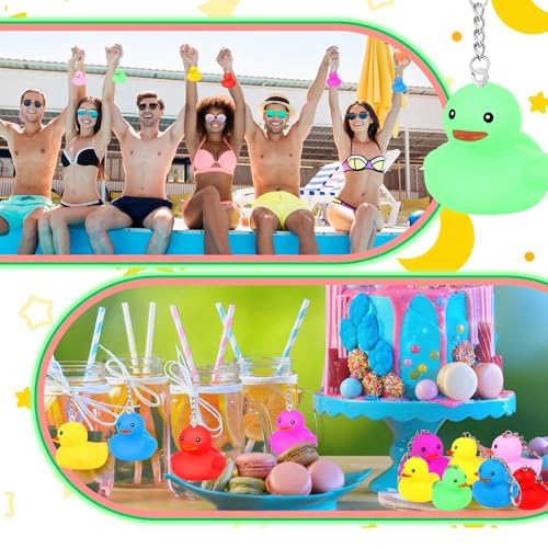 Image of Deekin 24 Pcs Pride Rainbow Rubber Ducks Keychain Gay Pride Cruise Rubber Ducks for Colorful Birthday LGBT Party Favors Gift Favors (Classic)