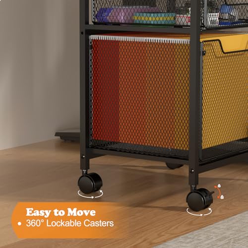 Tiaoheka WJTC08 Rolling File Cabinet Cart, Printer Stand With 2 Storage Drawers, Mobile Filing Cabinet On Lockable Wheels, Printer Cart With Hanging File Folder Organizer Beside Under Desk For Office thumb #3
