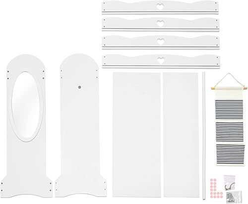 Miniatura 44 de JOYLDIAS - Armario de almacenamiento para niños con espejo y cajones, armario de almacenamiento para niños, armario de disfraces con estante