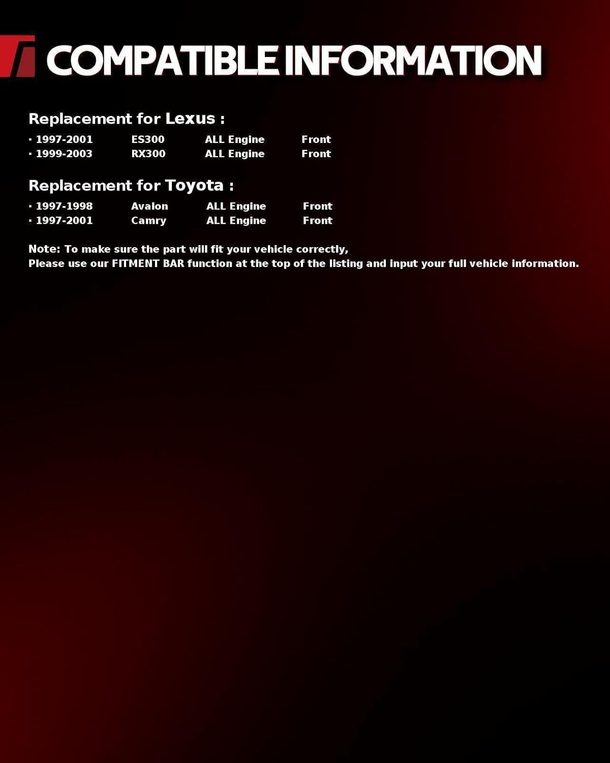 Torchbeam Front Lower Control Arm w/Ball Joint Tie Rods Suspension Kit Replace for 1995-1997 To-yota Avalon (Before 10/97), 92-01 Camry /92-01 Lexus ES300, 99-03 RX300 K620051 K620052 6pcs