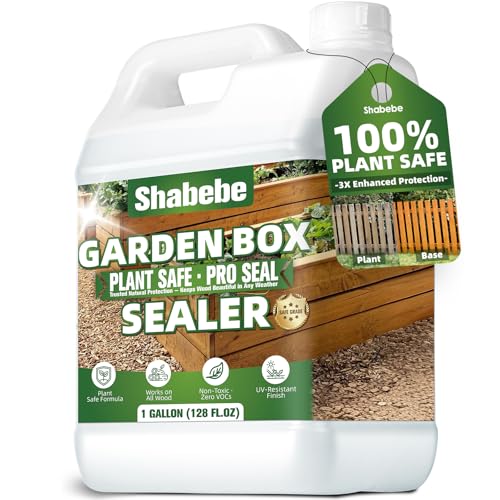 Shabebe Garden Box Sealer Pro Grade 1 Gallons Plant-Based Non-Toxic Wood Sealer for Raised Garden Beds Planters & Pet Shelters Water & Weather-Resistant Finish for Outdoor Wood