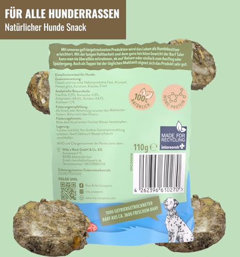 RiNa`s 100% Barf Mix mit Rind - Gefriergetrocknete Hundeleckerli 110g