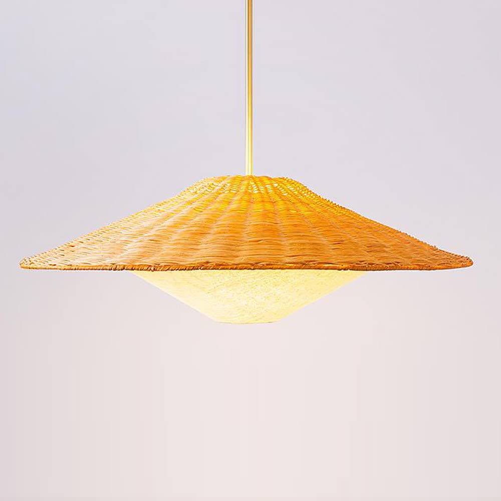 LYMSXAZOU Art Lamp Rattan Chandelier Basket Pendant Light E27 Handwoven Wicker Lampshade Decorative Lighting Hanging Light, Pastoral Style Retro Hotel Zen Tea Room
