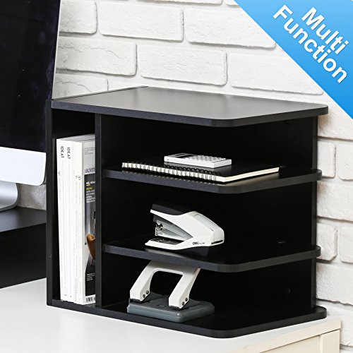 FITUEYES Wood Desk Organizer 3 Vertical/ 1 Horizontal Sections Black DO203501WB