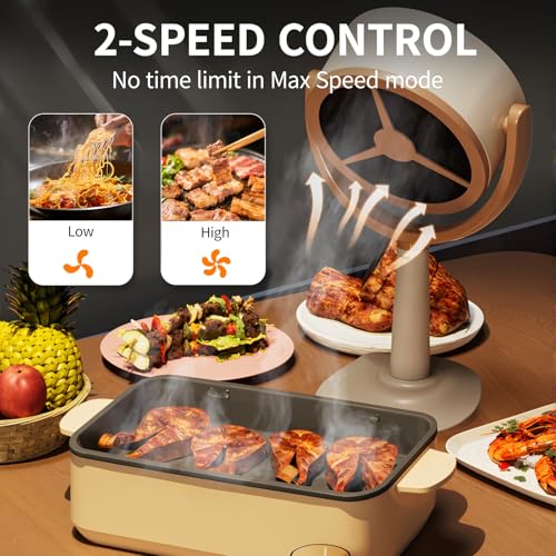 U HOOME Portable Range Hood Kitchen,Desktop Kitchen Exhaust Fan with 3 Speeds, Portable Kitchen Exhaust Fan for Indoor BBQ, Hot Pot-wc, Smoke Air Purifier for Indoor BBQ