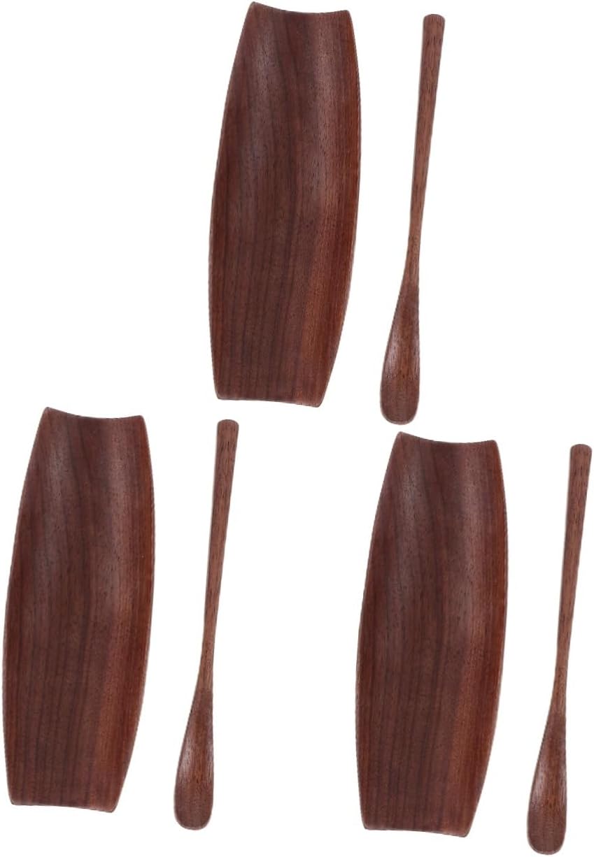 3sets Tea Scoop Set Walnut Artistic Tea Utensils Powder and More for Home Use