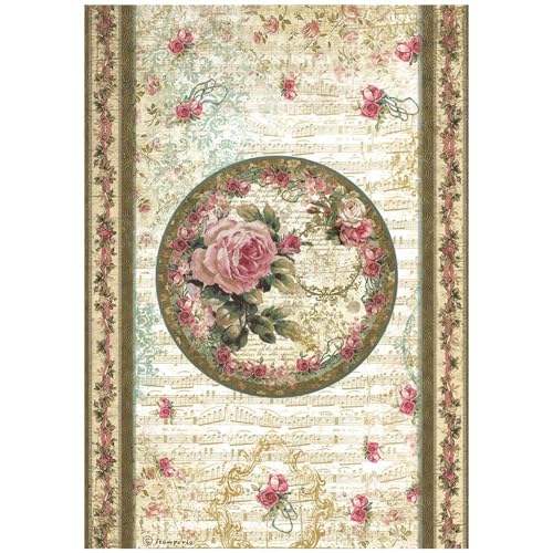 Stamperia Papel de arroz A4 con peonía Preciosa, Varios Colores, Talla única