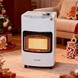 BTGGG Portable Gas Heater 4.2kw Calor Gas Heaters Indoor,Infrared Heating & Electric Ignition Mode Gas Heaters with Wheels comes with Free Hose and Regulator for Home Outdoor,White(42 x 30 x 73cm)