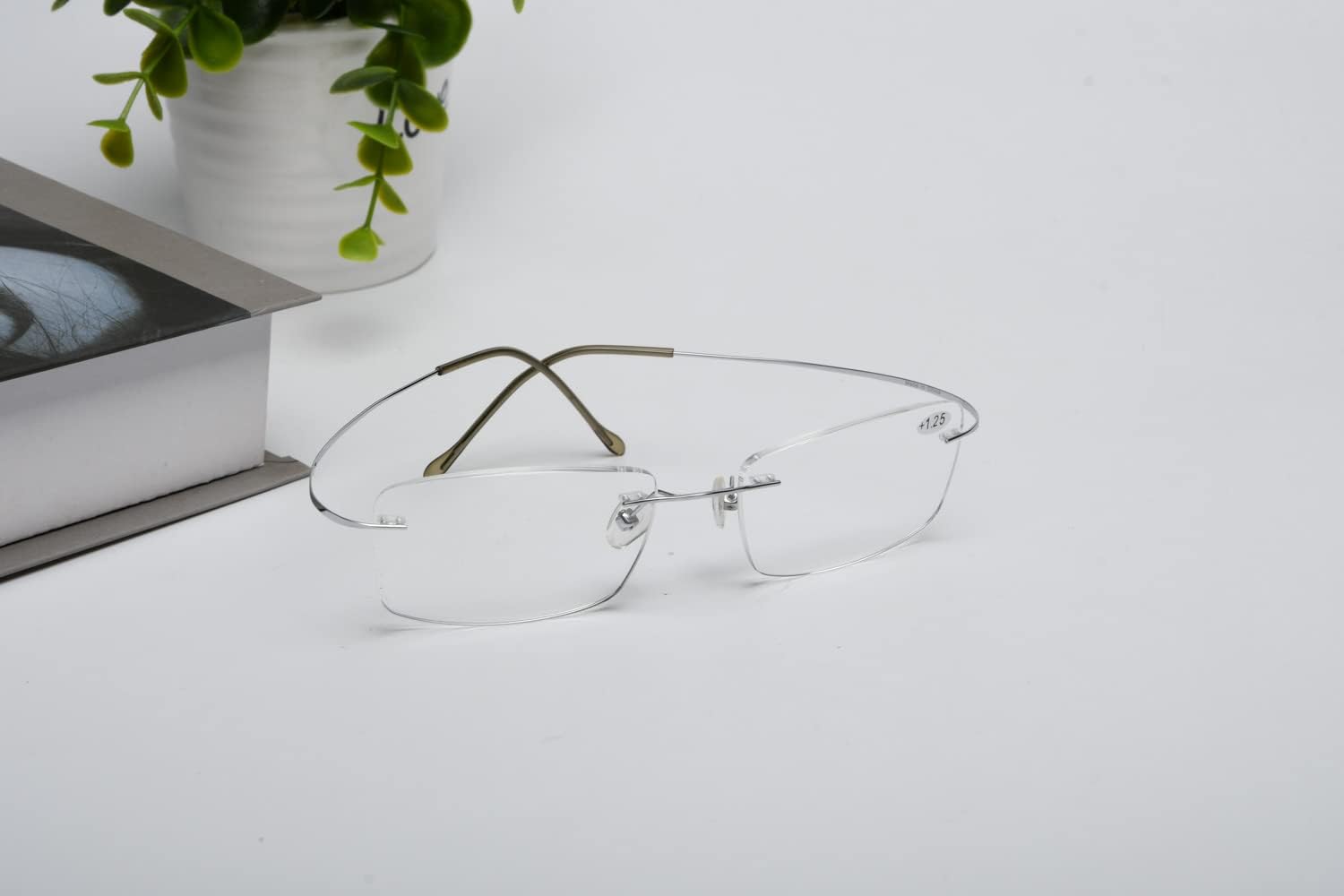 Eyekepper Titanium Rimless Orange Tinted Lenses Computer Reading Glasses Readers Men Women
