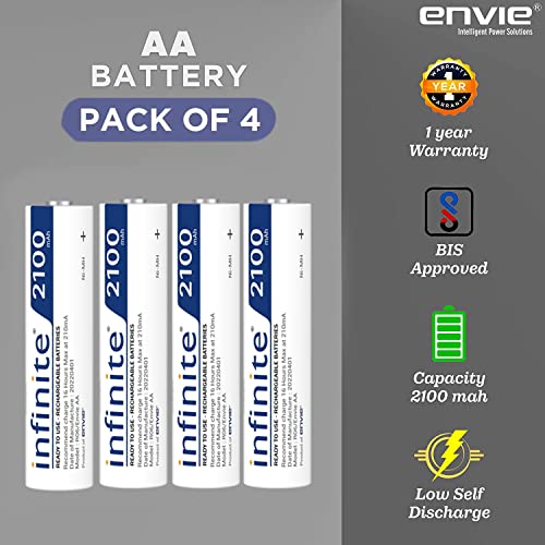 Image of ENVIE (ECR 20 MC+4xAA2100) Standard Rechargeable Battery Charger for AA & AAA Ni-mh /Ni-Cd with 4xAA2100 Rechargeable Batteries