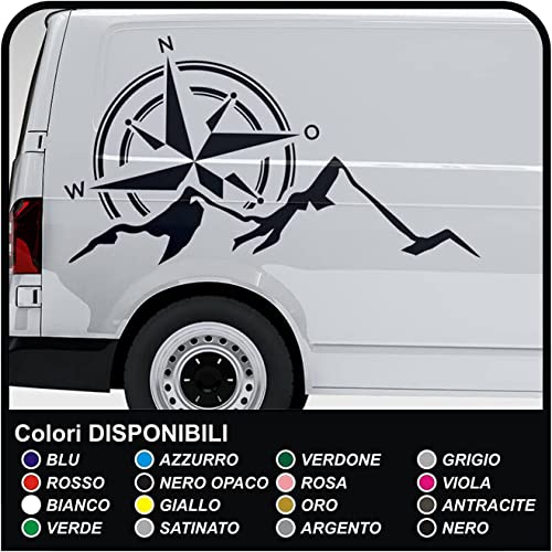 Autocollants de montagne graphiques pour camionnettes et fourgonnettes de couleur blanc