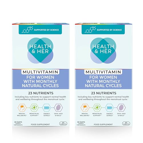 Health & Her Multivitamin for Women with Monthly Natural Cycles - Supplements for Women - Nutrition and Wellbeing Support for Menstrual Cycle - 2 Month Supply, 120 Tablets - Vegan & Gluten Free
