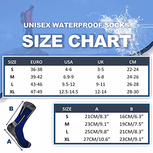 Fullsheild Unisex Waterproof Hiking Socks For Men Women Weatherproof Outdoor Athletic Trekking Kayaking Fishing Golf Skiing Crew Sock Navy Blue Extra Large #TOP3