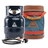 Ignik Refillable Gas Growler Deluxe 5-Pound Empty Propane Tank with Carry Case and Adapter Hose, Mountain Case/Blue Tank
