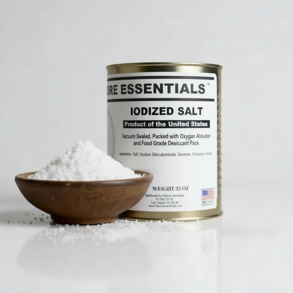 Future Essentials Iodized Salt – 12 Individual Cans (2 lbs per can) of Pure, Additive-Free Iodized Salt– Long Shelf Life for Emergency & Everyday Use – 24 lbs (4,560 tsp servings)