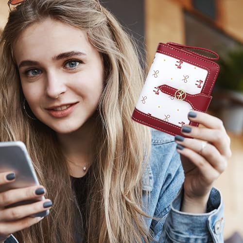 Image of Farcauo Womens Wallet Cute Small Wallets for Women Red Coquette Bow Women's Wallet Kawaii Card Wallets for Women Ladies Bow Stuff