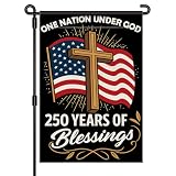 Blessings 250 Years America Garden Flag, 250 Anniversary USA Flag America Patriotic Banner 250 Year One Nation Under God 4th of July Double-Sided Waterproof 1776-2026 Commemorative Flag 12x18 Inch