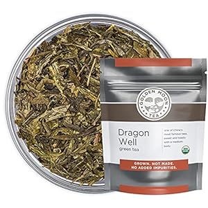 Golden Moon Tea Organic Dragon Well Longjing Green Tea – Loose Leaf, Non GMO – 1 Pound (192 Servings)