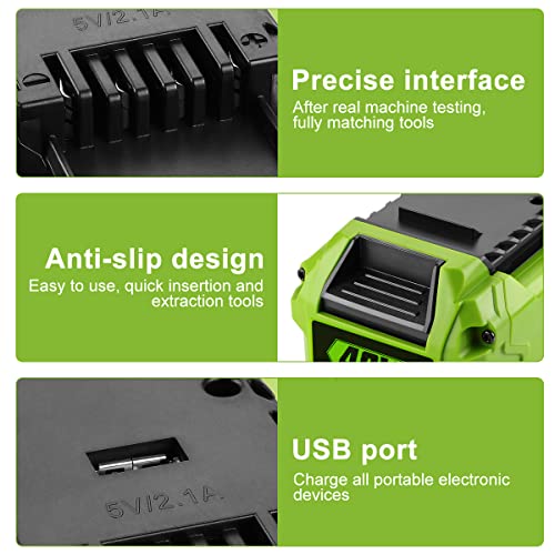 Antrobut 6.5Ah Replacement Greenworks 40V Battery 29472 29462 For Greenworks 40V G-Max 29252 20202 22262 25312 25322 20642 22272 27062 2901319 Smart Usb 40V Lithium-Ion Battery #TOP2